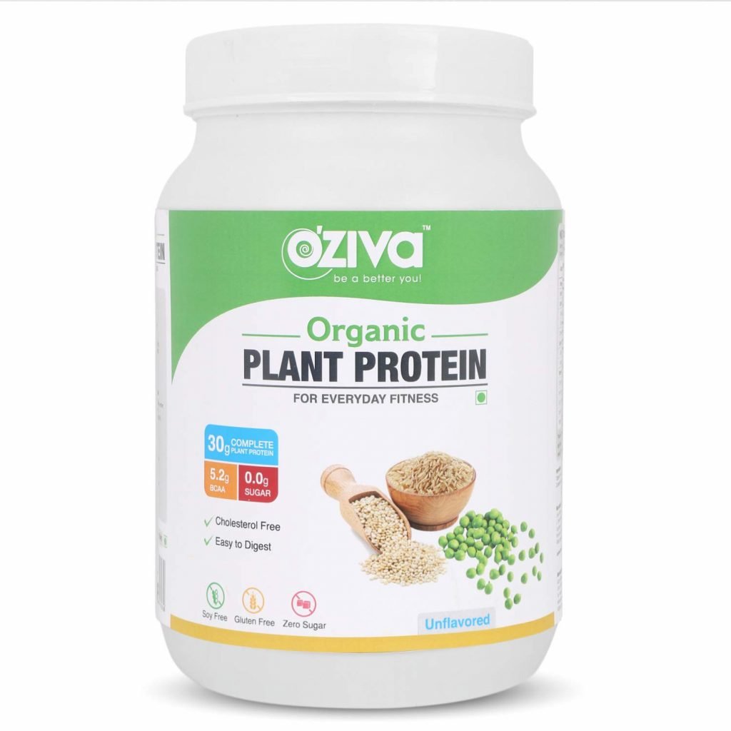 OZiva Organic Plant Protein, 1kg, Unflavored (30g Protein, Organic Pea Protein Isolate